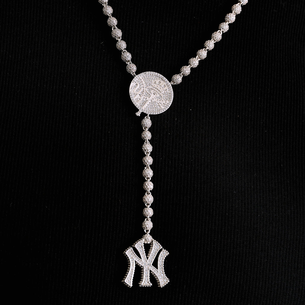 New York Yankees Official MLB Lariat in White Gold
