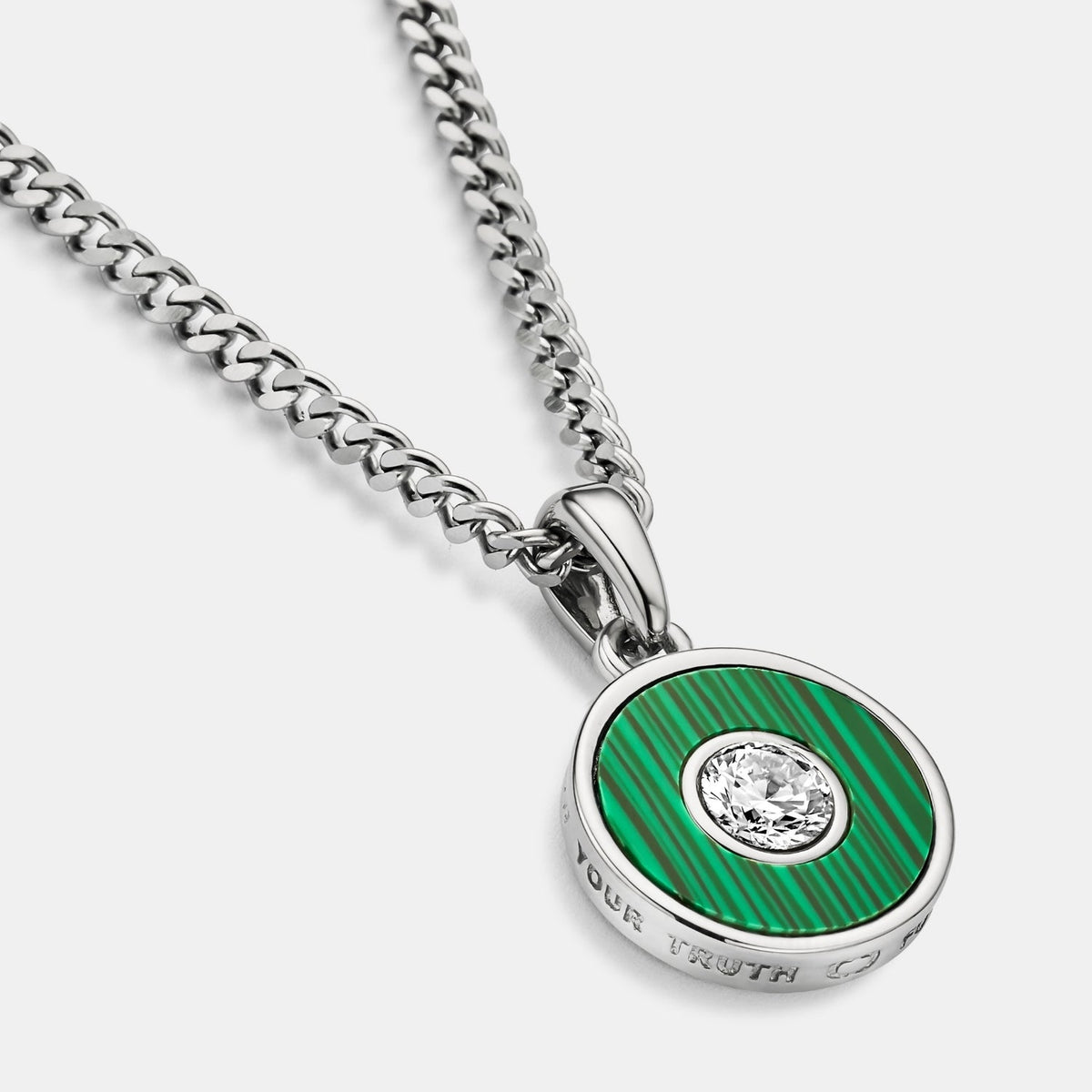 Malachite Round Gem Pendant (Silver)