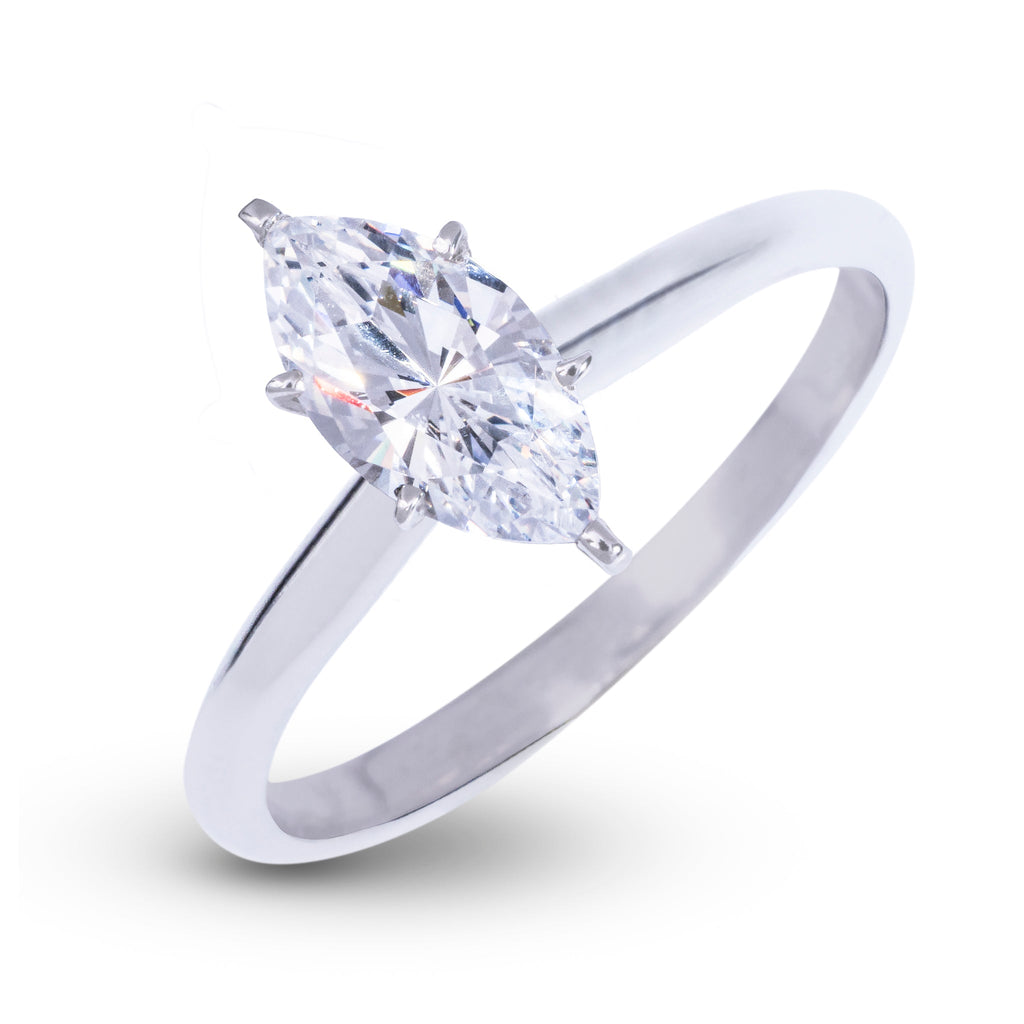 Marquis Single Stone Lab Diamond Engagement Ring in Platinum