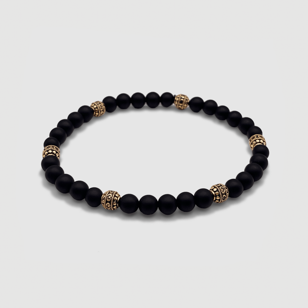 Matte Onyx Stone Bracelet (Gold)