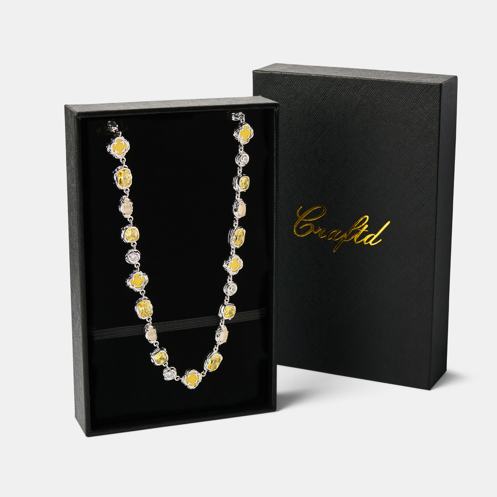 Melted Citrine Gemstone Necklace (Silver)