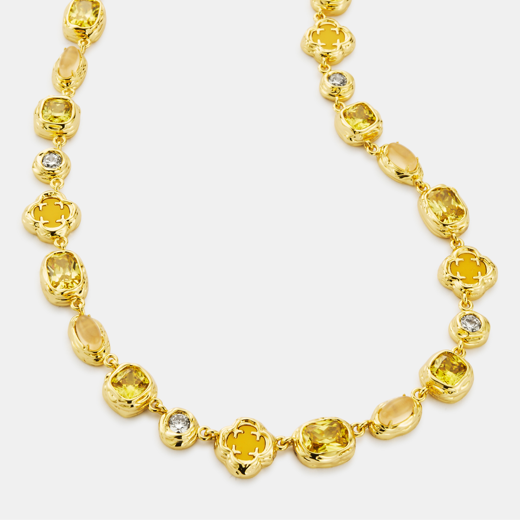 Melted Citrine Gemstone Necklace (Gold)