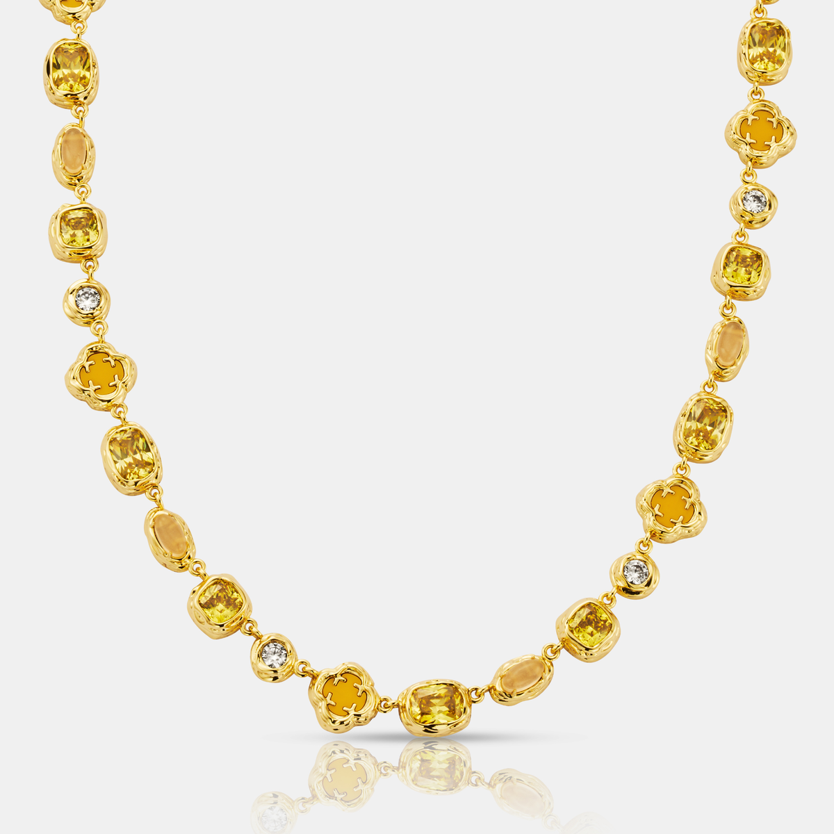 Melted Citrine Gemstone Necklace (Gold)