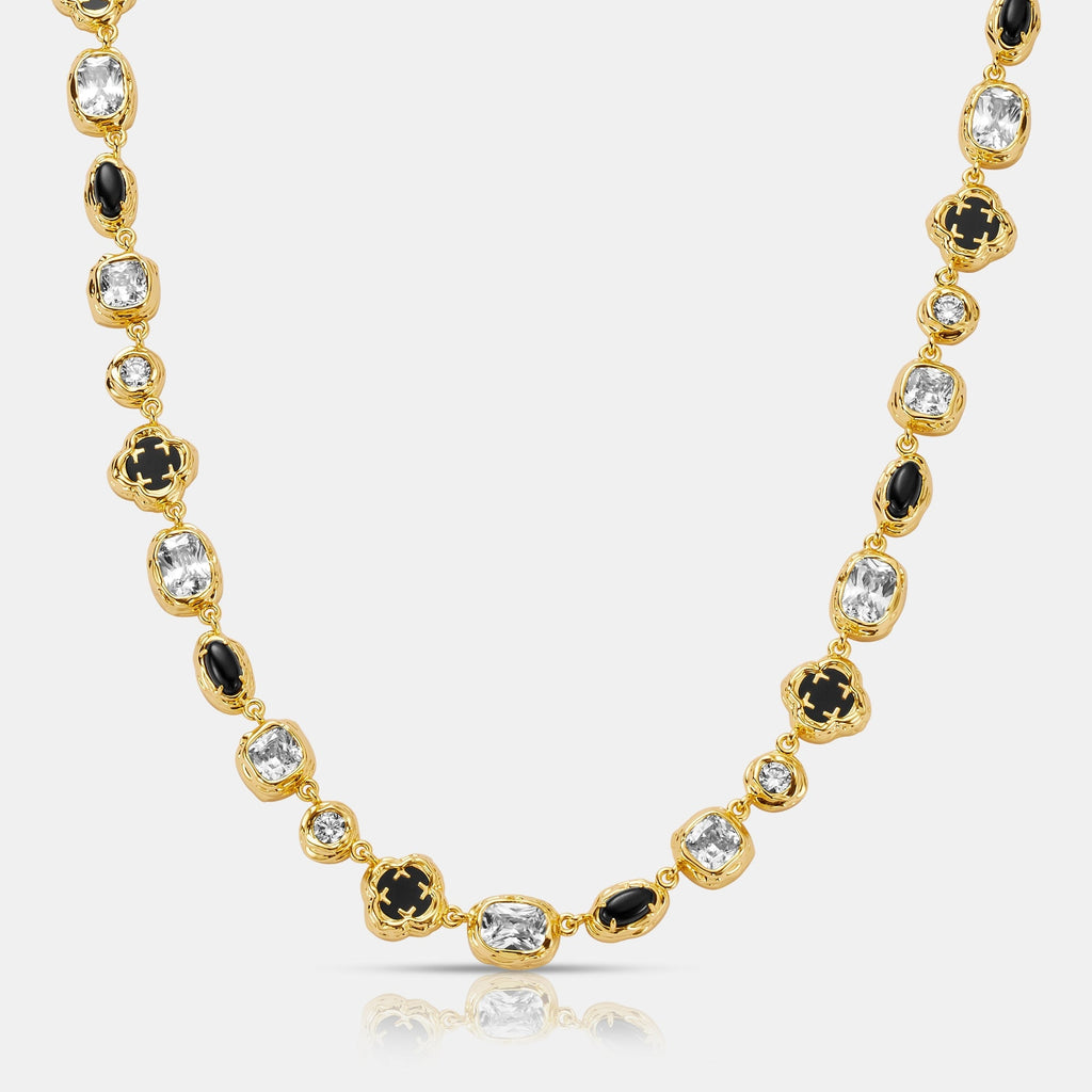 Melted Onyx Gemstone Necklace (Gold)