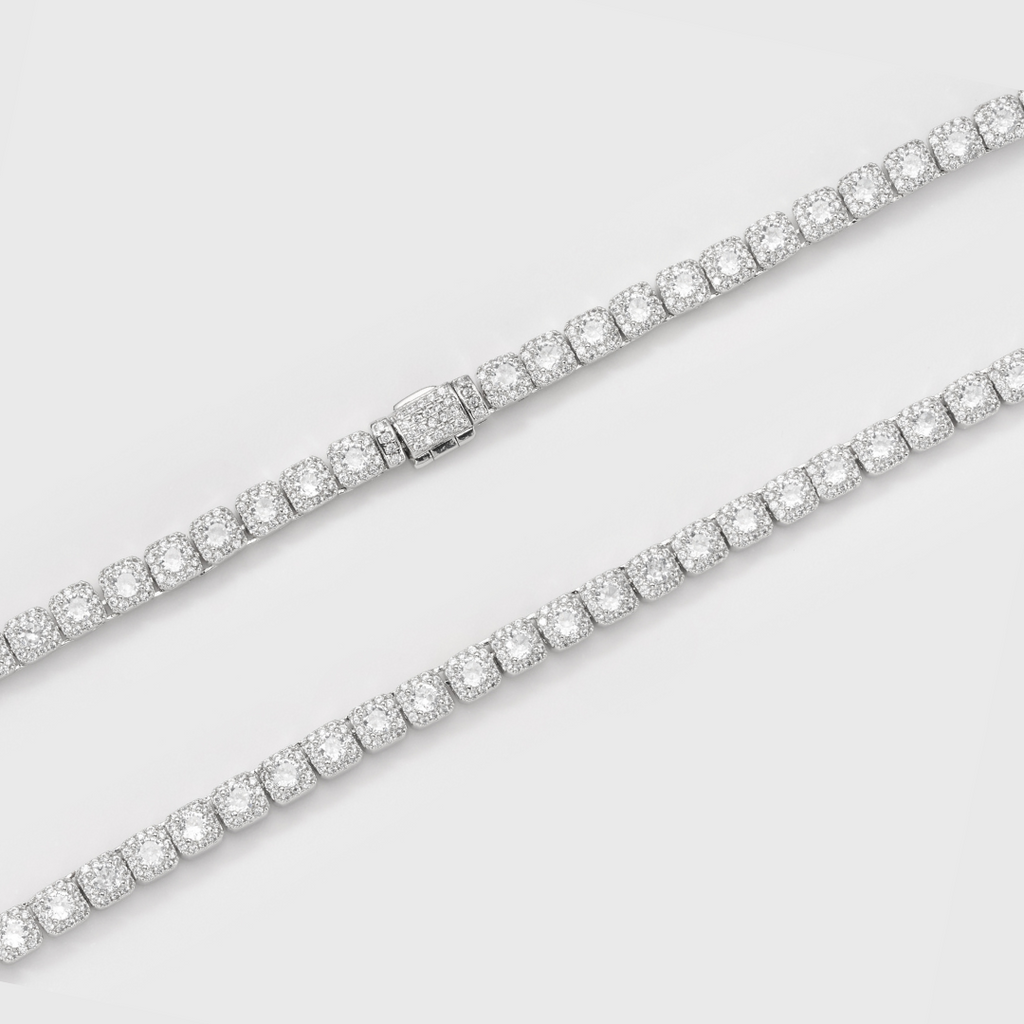 Women's Micro Clustered Tennis Chain (Silver) - 5mm