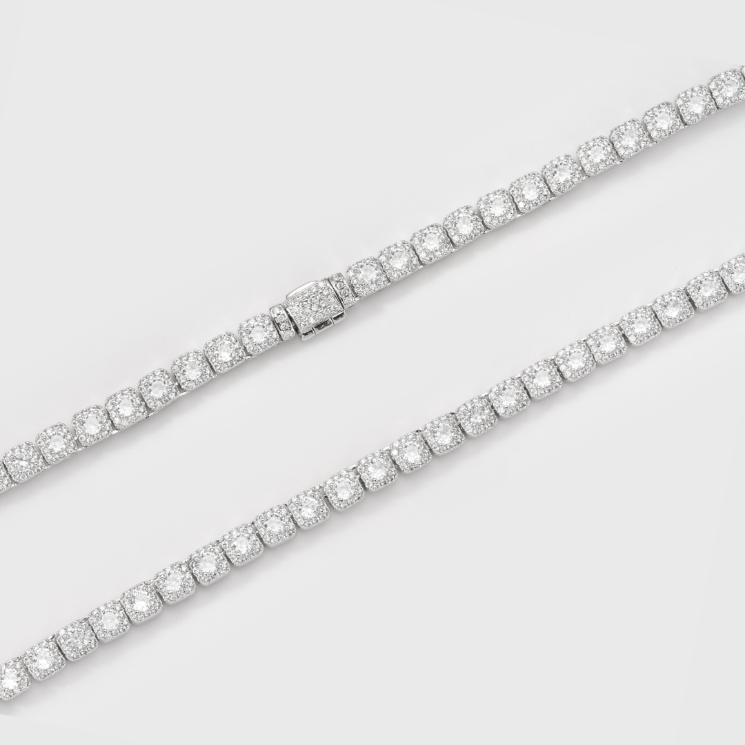 Women's Micro Clustered Tennis Chain (Silver) - 5mm