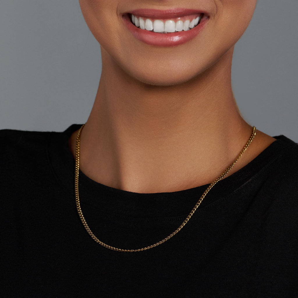 Women's Micro Cuban Link Chain + Bracelet (Gold) - 3mm