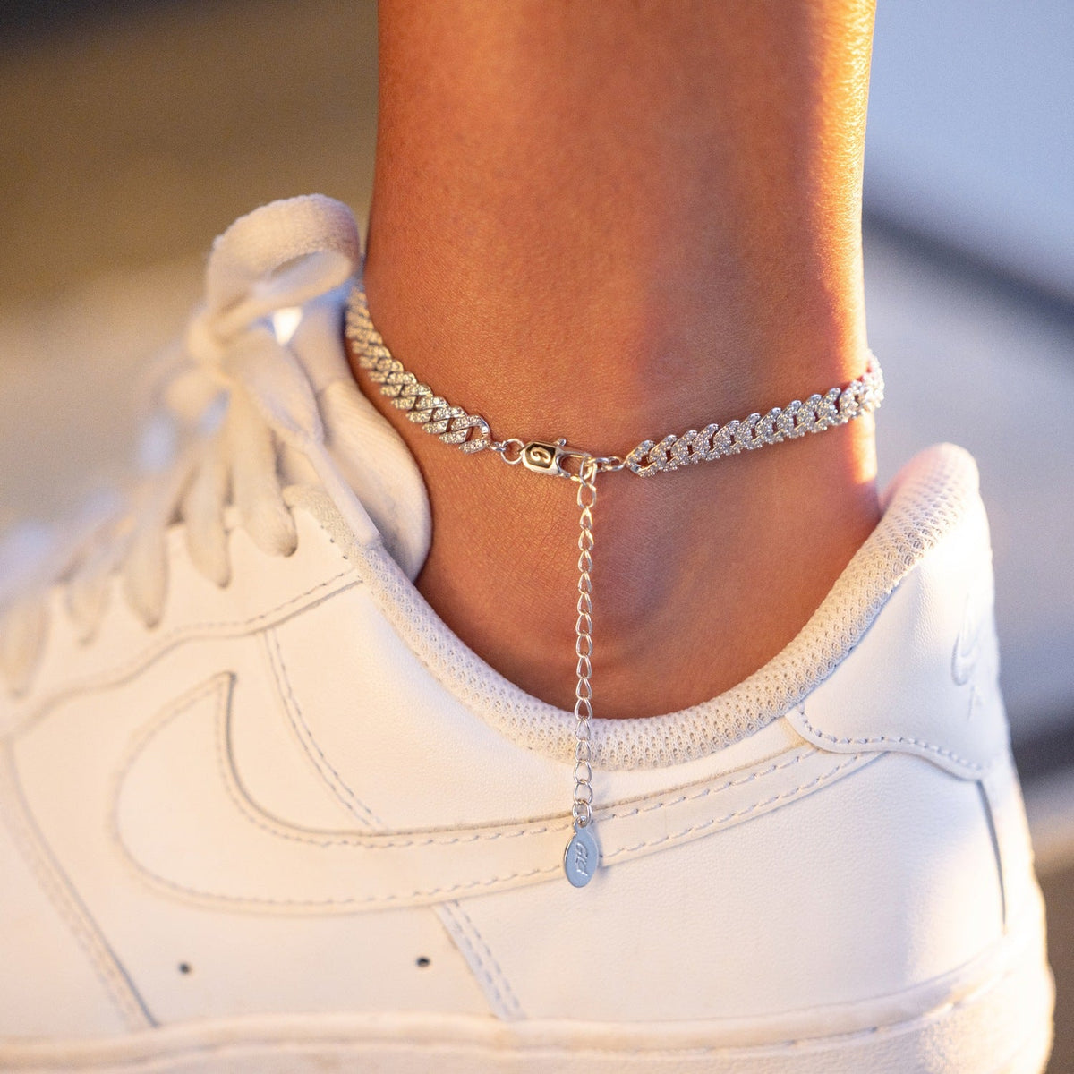 Micro Diamond Prong Necklace + Anklet Bundle- White Gold