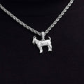 Micro Simple Goat Pendant in White Gold