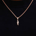 Micro Simple Lighting Bolt Pendant in Rose Gold
