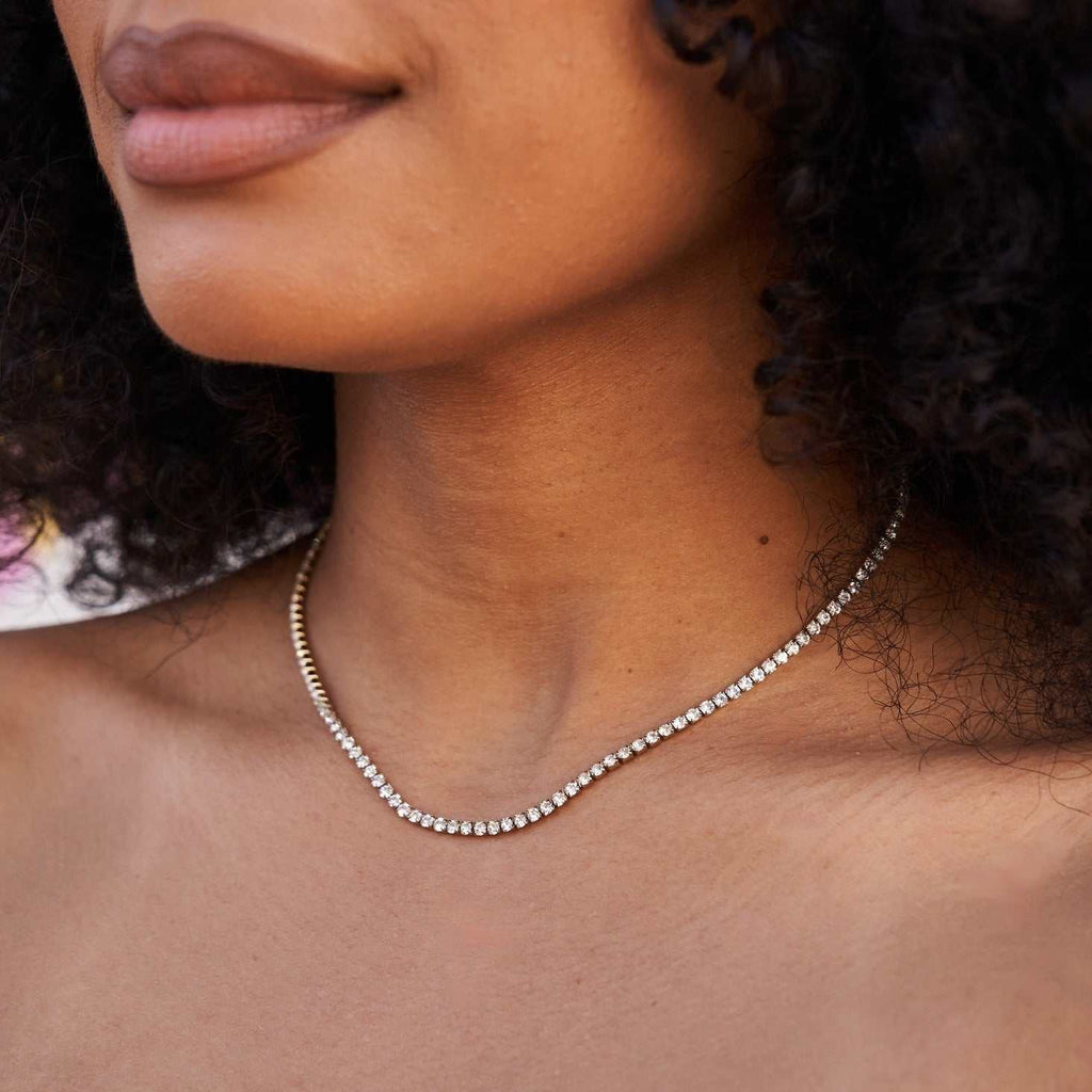 Micro Tennis Necklace in Yellow Gold