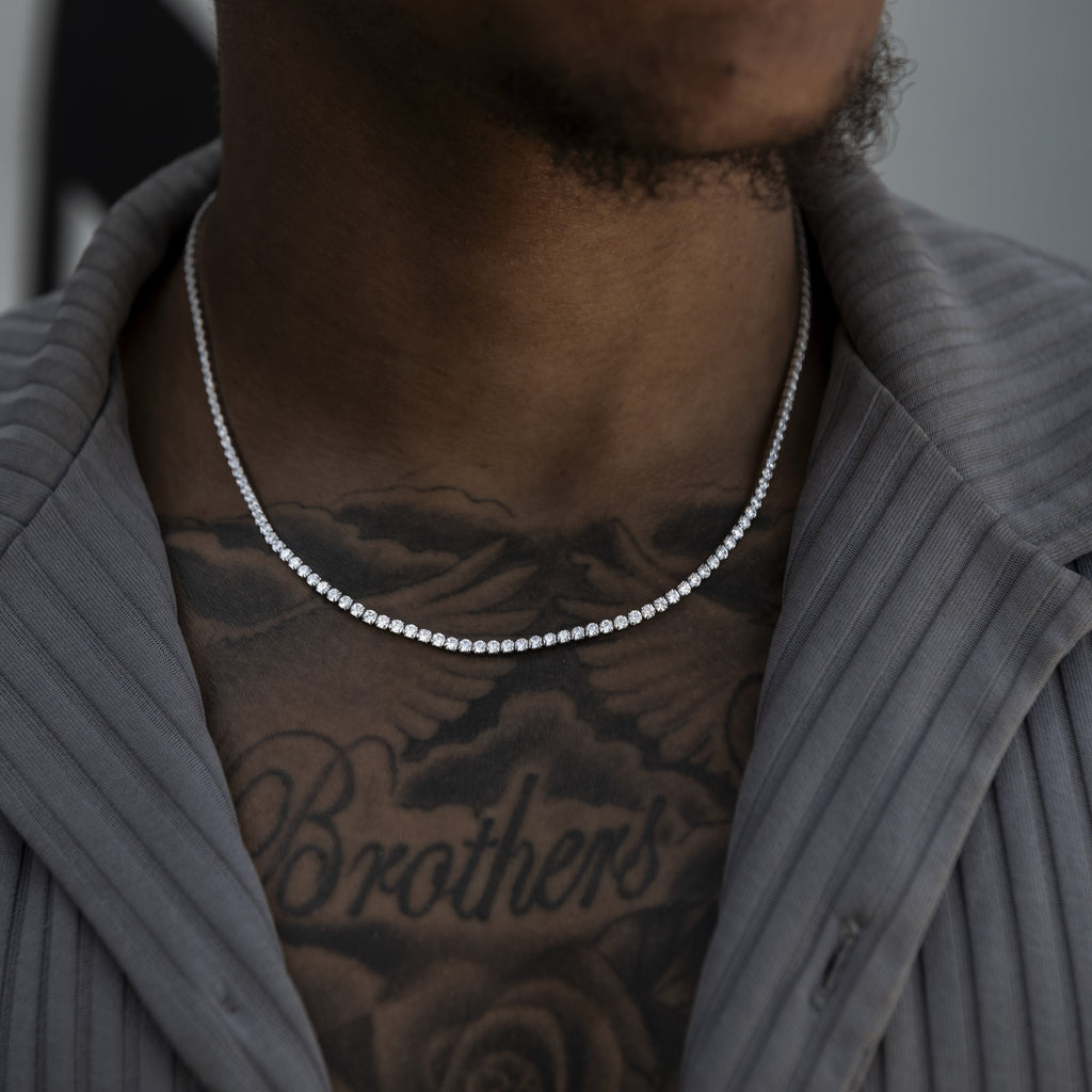 Micro Tennis Necklace in White Gold