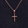 Micro Twisted Rope Cross Pendant in Rose Gold