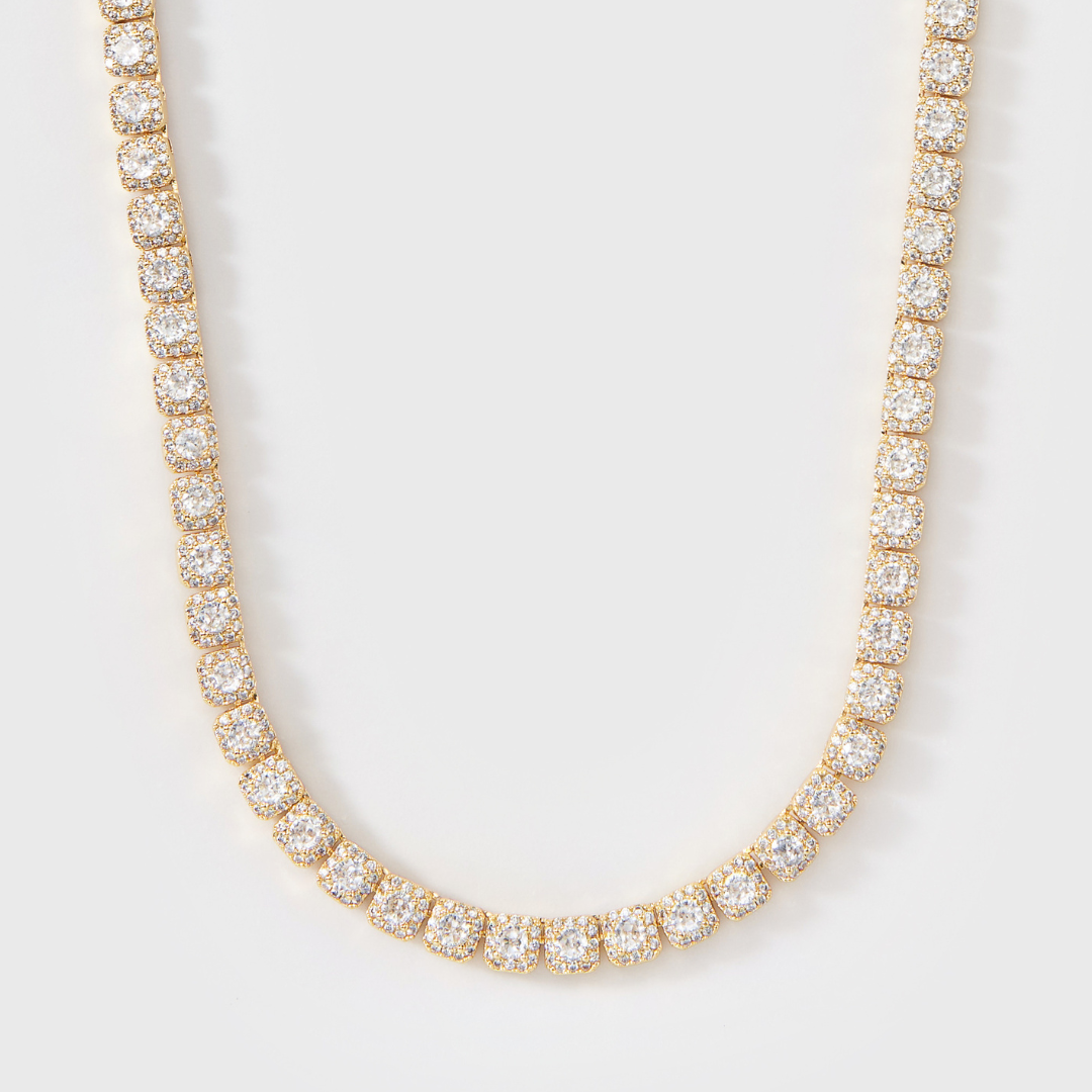Women's Micro Clustered Tennis Chain (Gold) - 5mm
