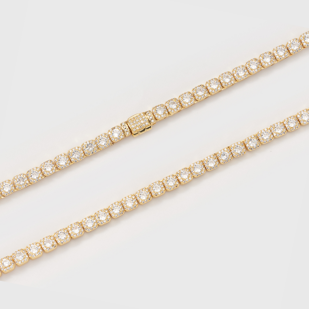 Women's Micro Clustered Tennis Chain (Gold) - 5mm