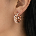 GLD Diamond Prong Hoop Earrings in Rose Gold