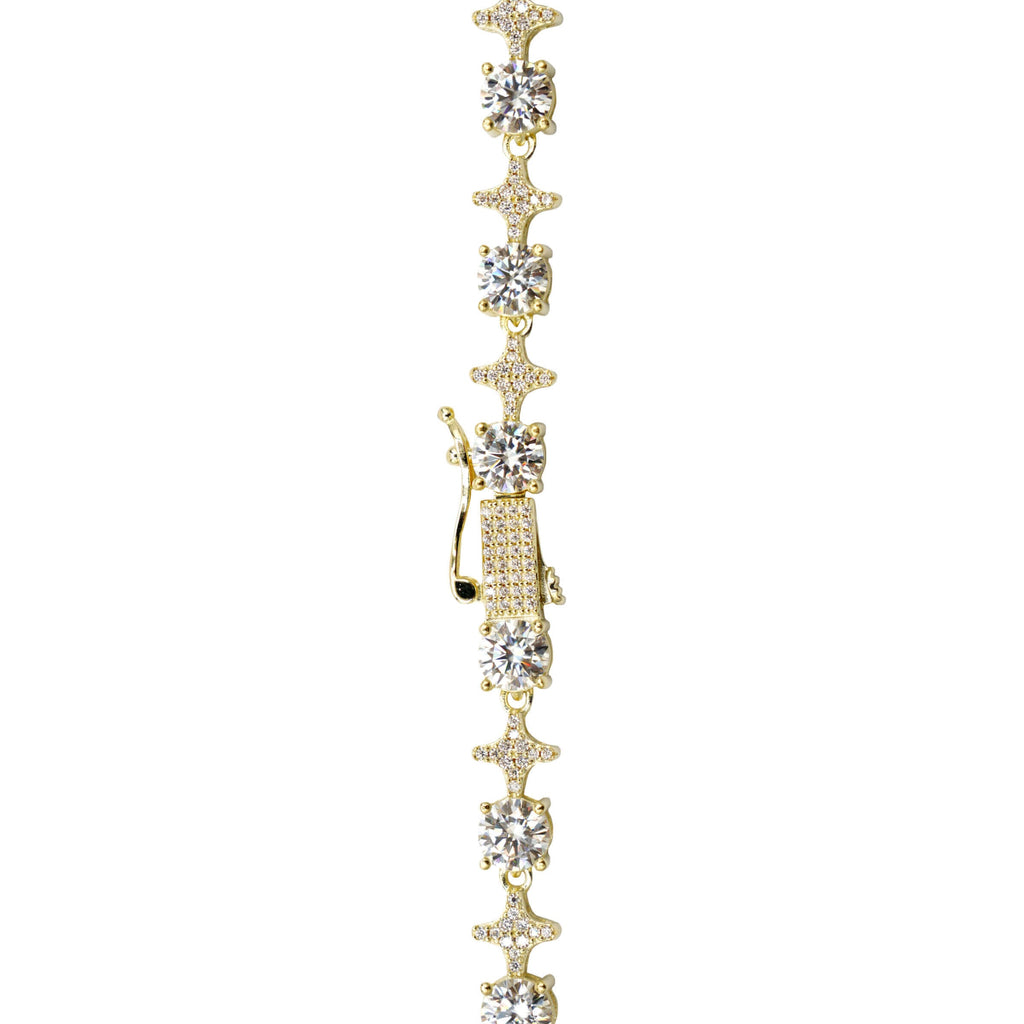 Women's Moissanite Round Stone Star Tennis Necklace in Yellow Gold Vermeil - 6mm
