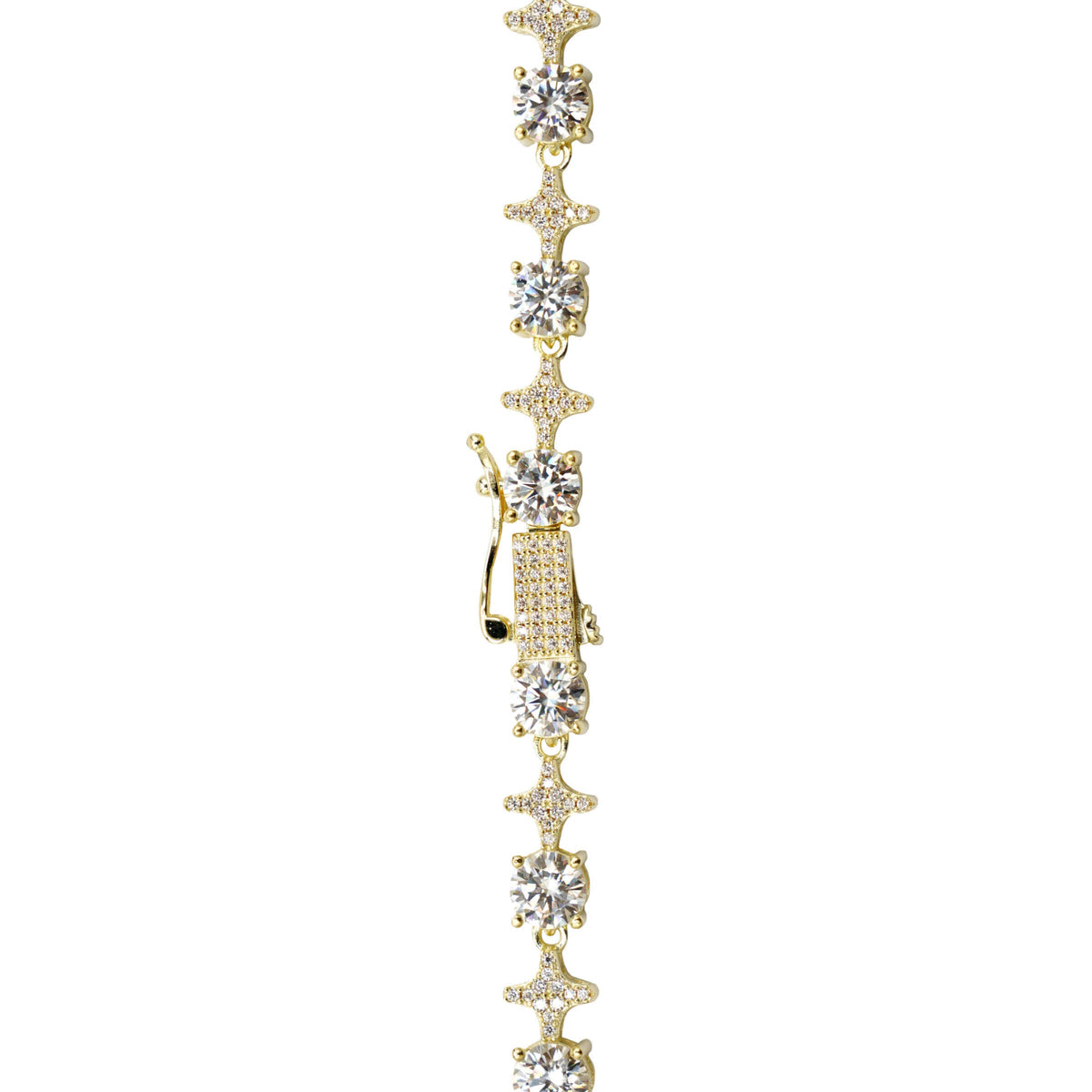 Women's Moissanite Round Stone Star Tennis Necklace in Yellow Gold Vermeil - 6mm