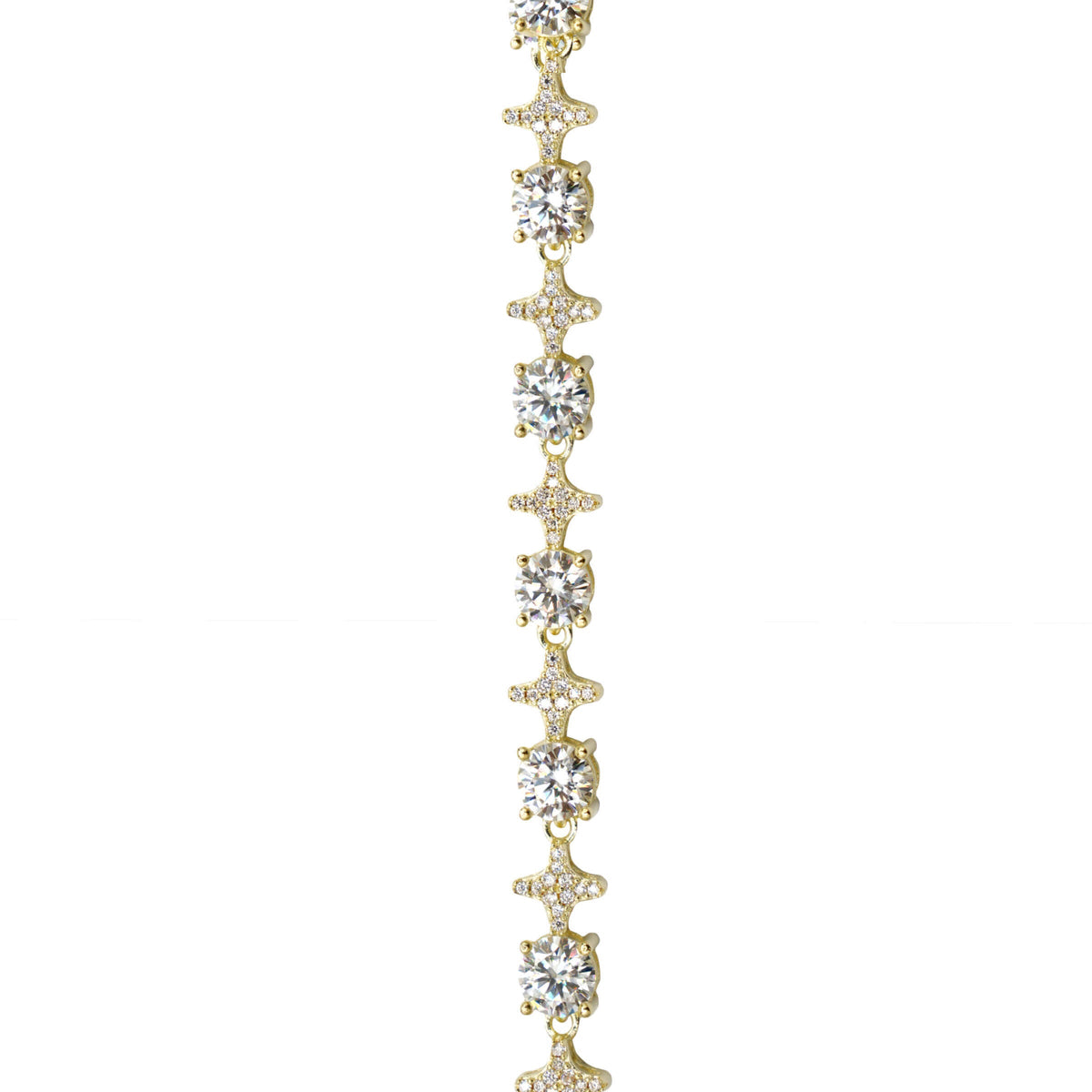 Women's Moissanite Round Stone Star Tennis Necklace in Yellow Gold Vermeil - 6mm