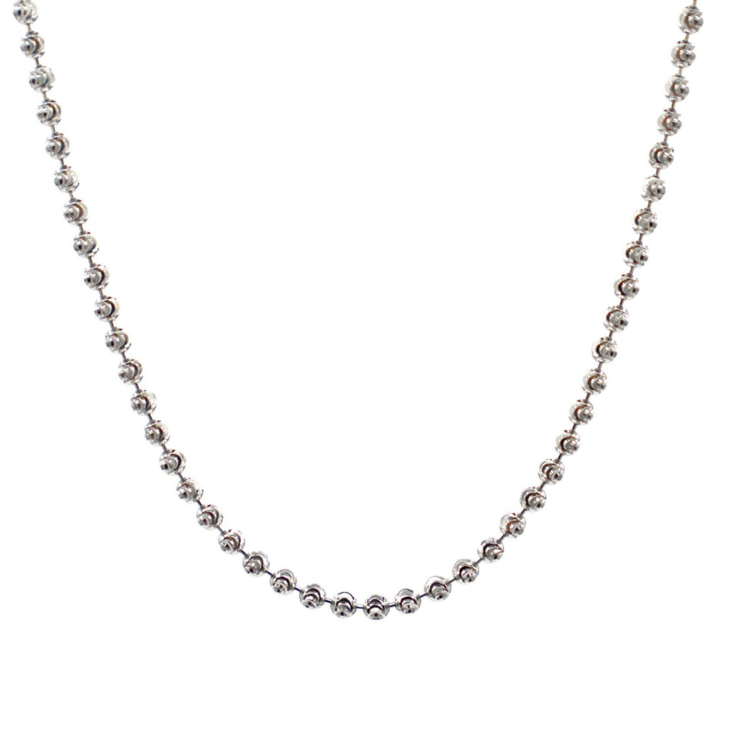 Moon Cut Ball Necklace in Sterling Silver - 2mm