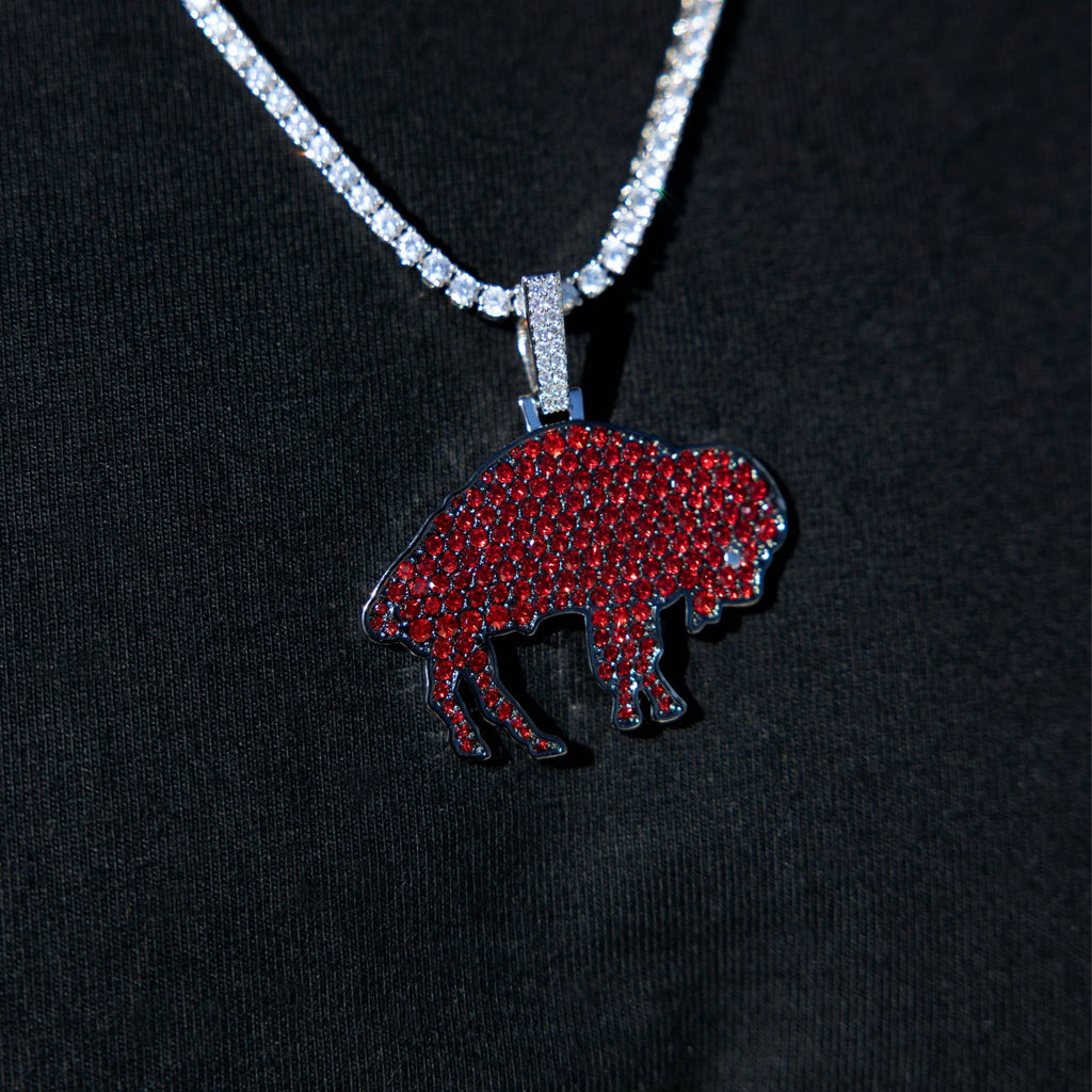 Buffalo Bills Official NFL Vintage Logo Pendant in White Gold