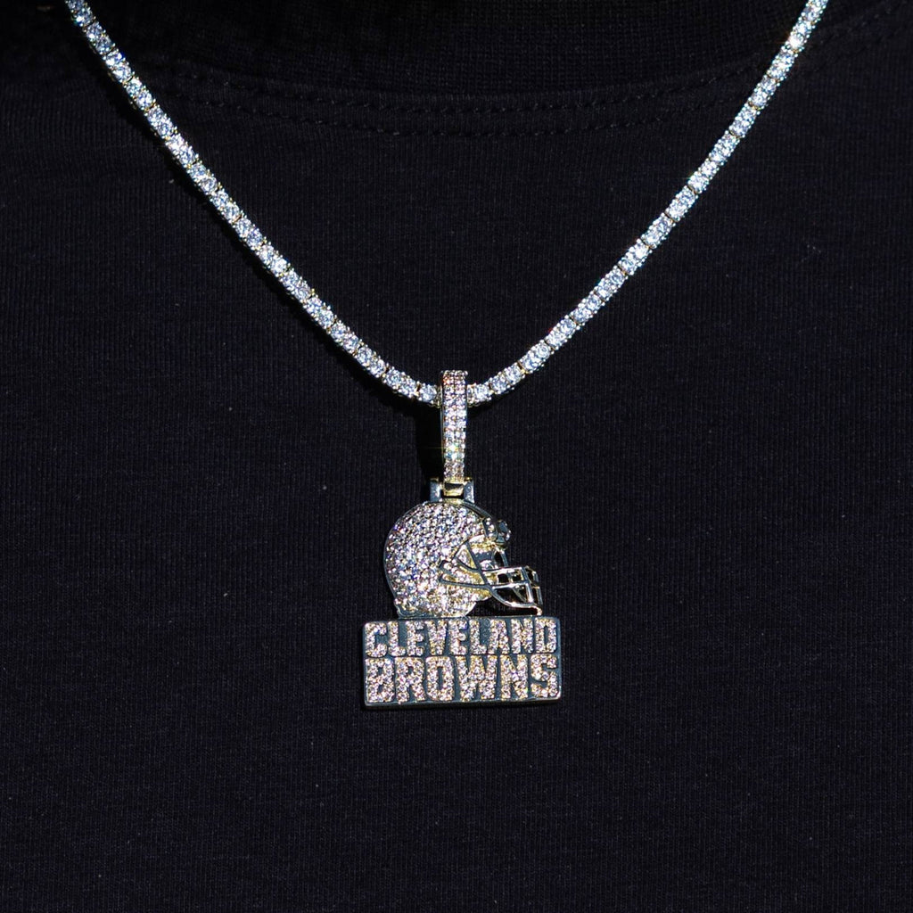 Micro Cleveland Browns Official NFL Logo Pendant Yellow Gold