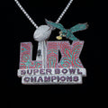 Official NFL Philadelphia Eagles Super Bowl LIX Champions Pendant, Large in White Gold