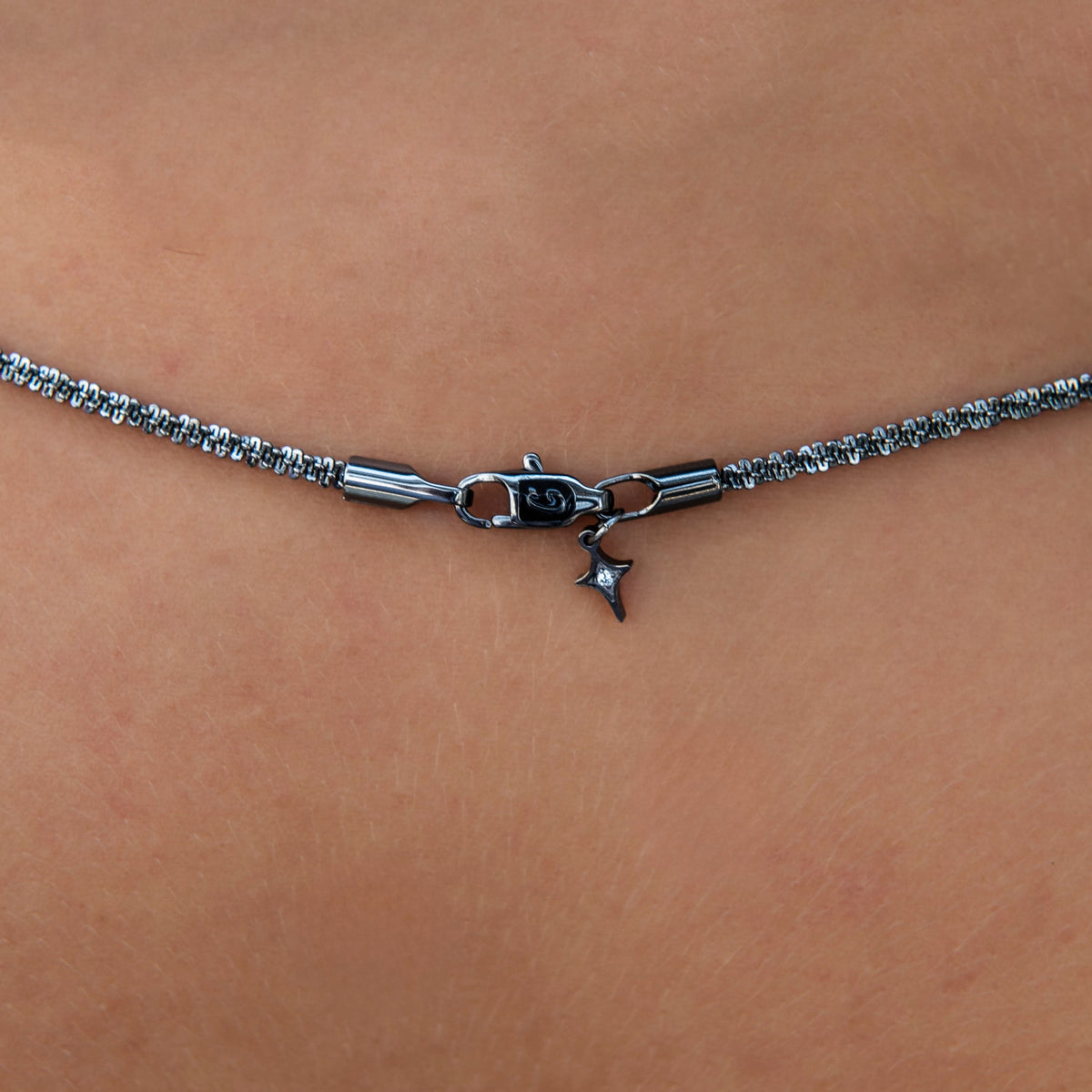 2MM Diamond Cut Popcorn Necklace in Black
