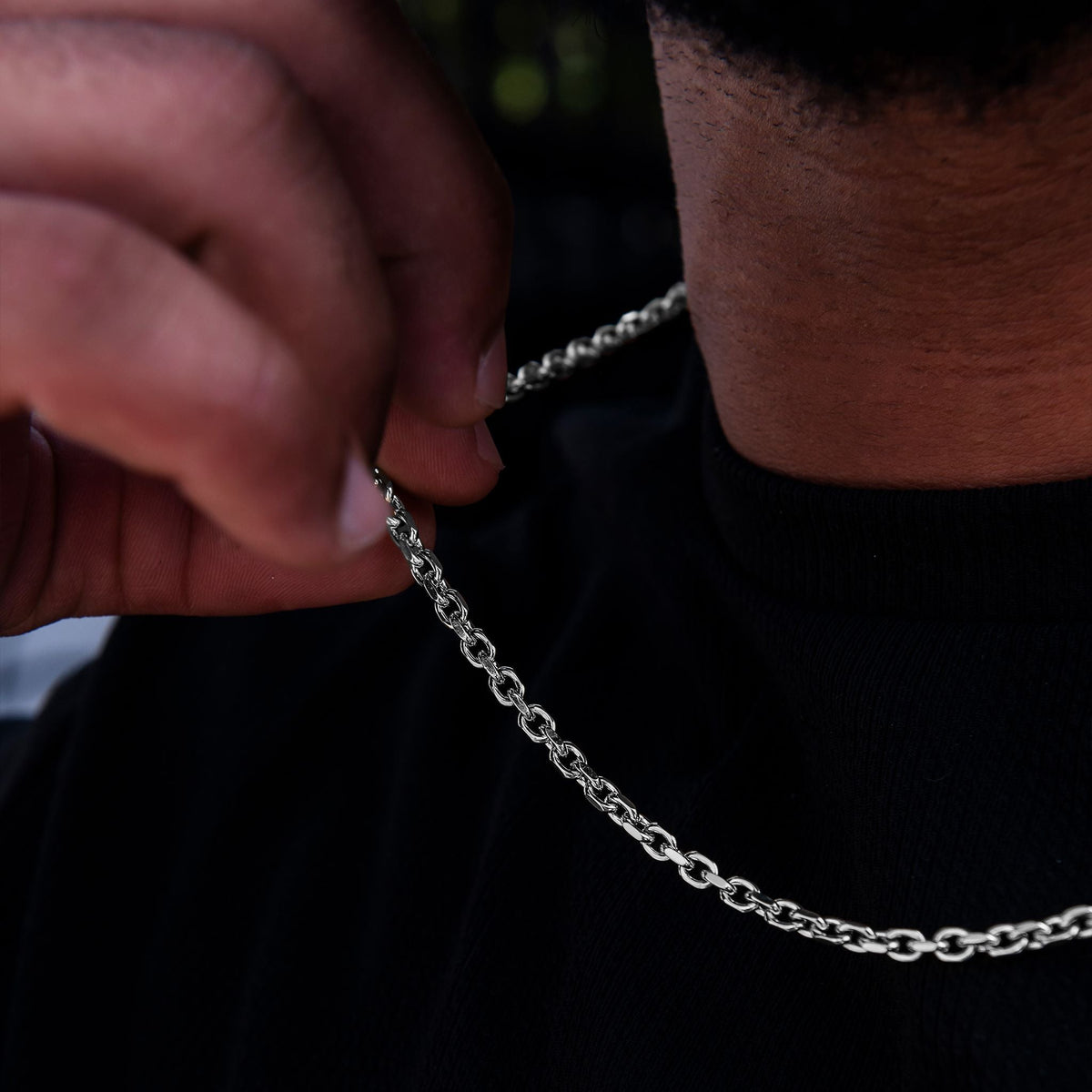Adjustable Open Box Chain in White Gold - 3.6mm