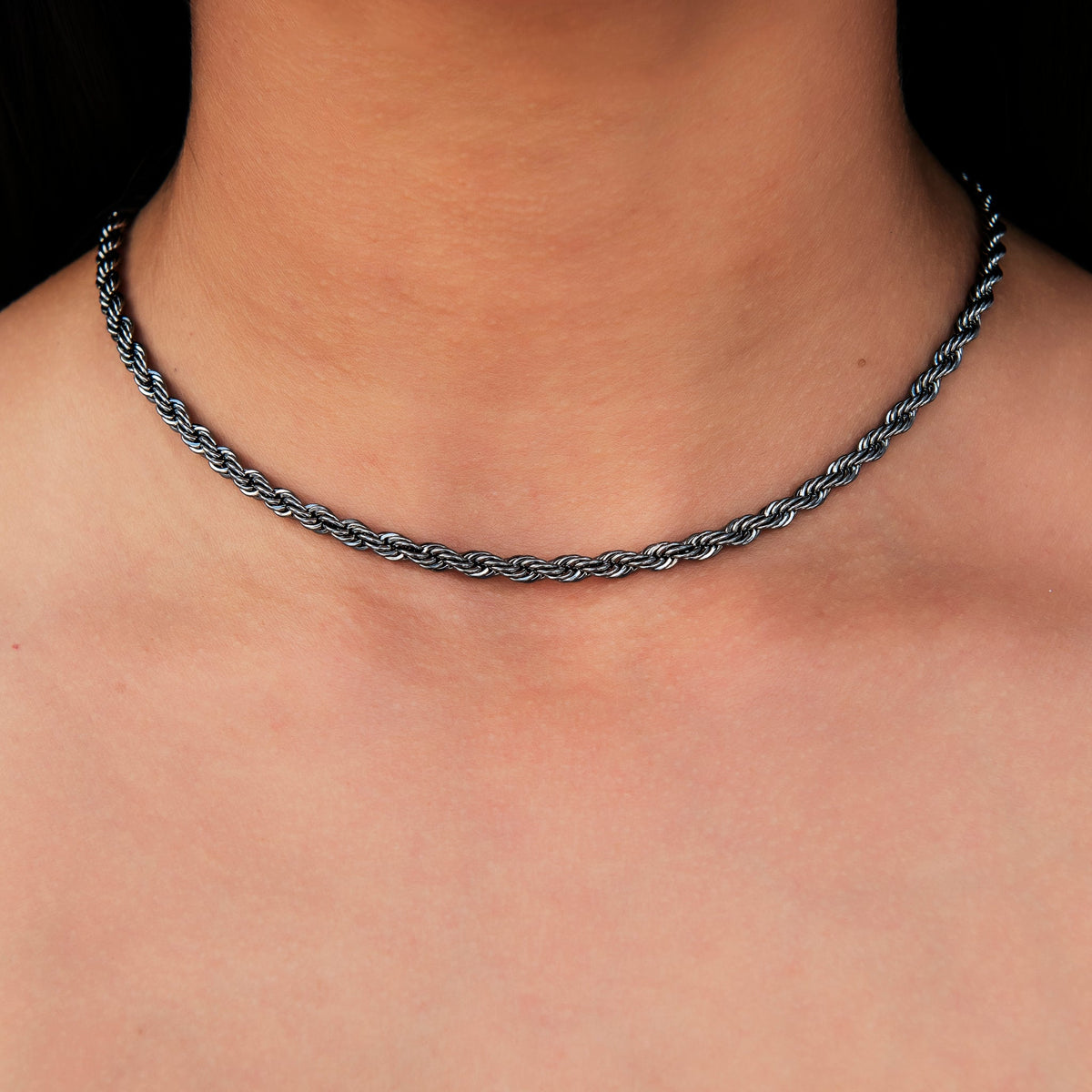 Rope Chain in Black - 4mm