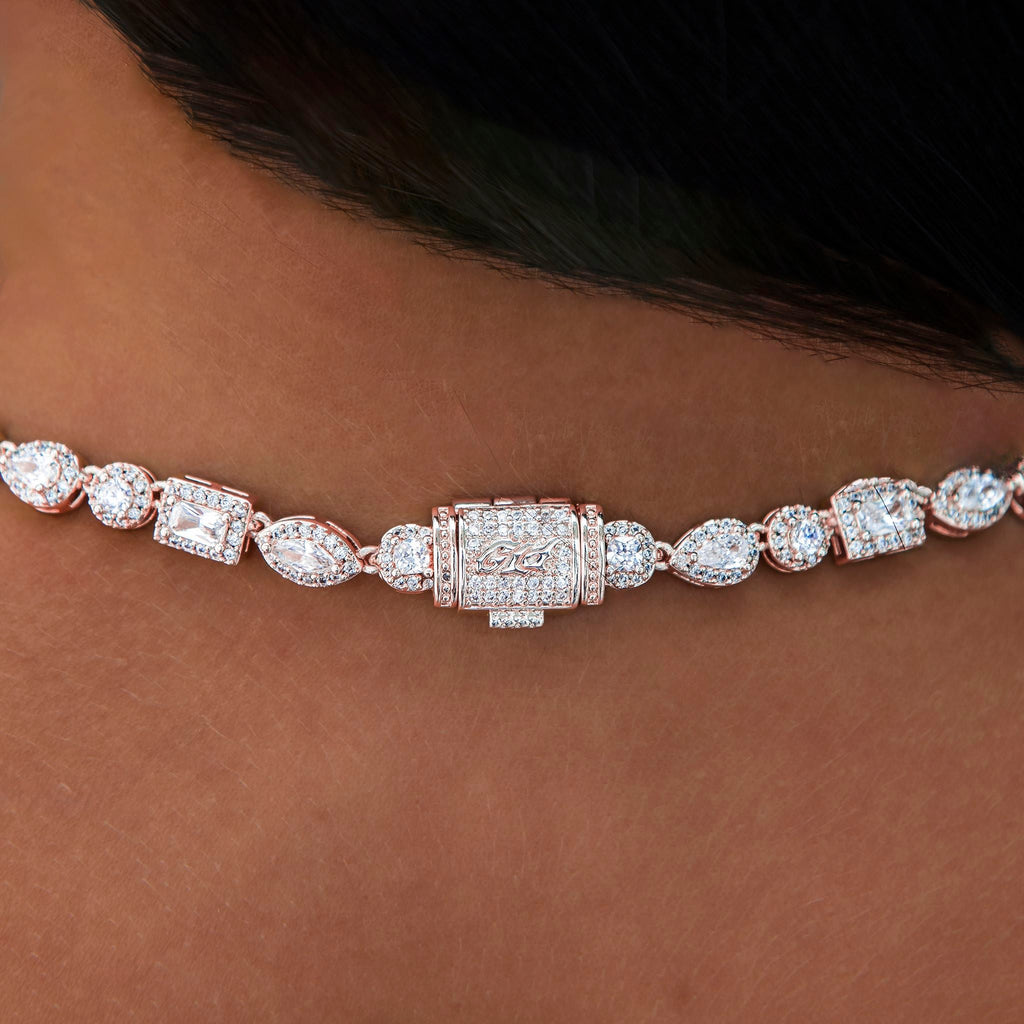 Mixed Diamond Pave Necklace in Rose Gold