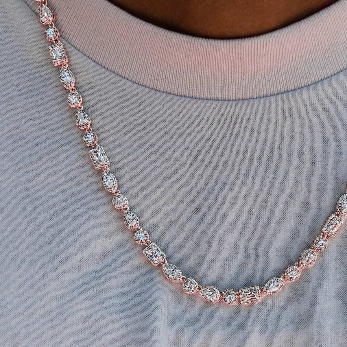 Mixed Diamond Pave Chain in Rose Gold