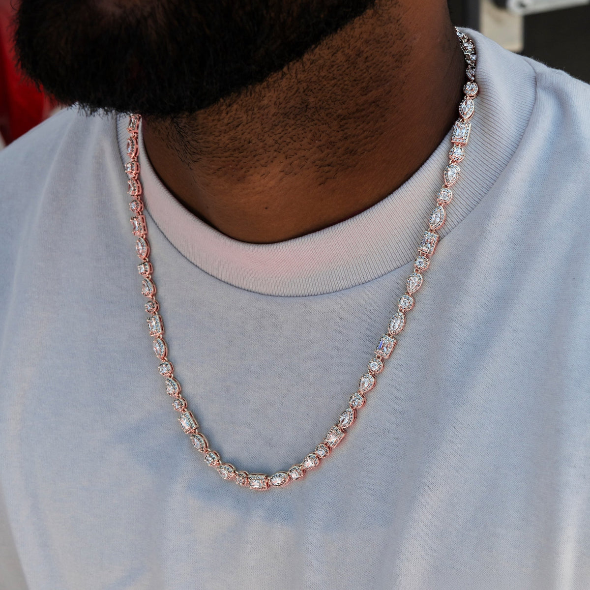 Mixed Diamond Pave Chain in Rose Gold