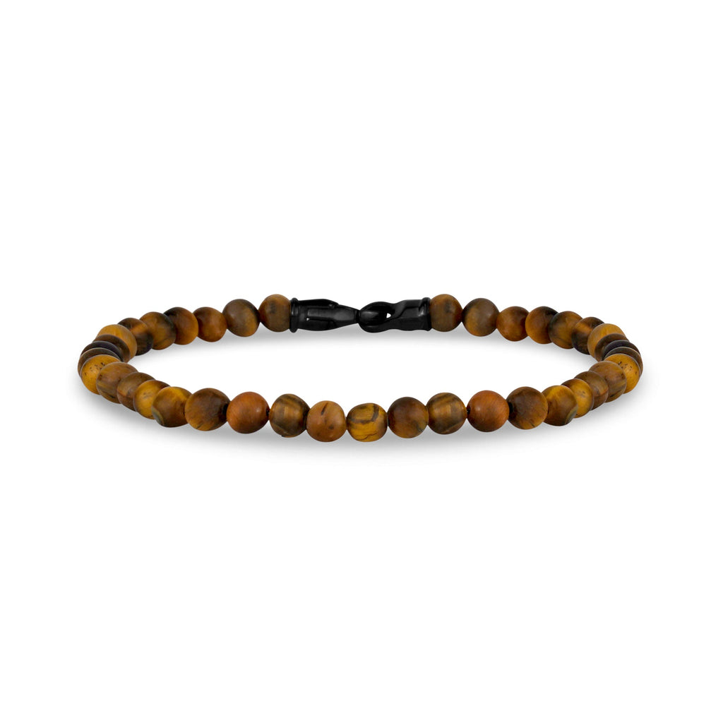 4mm Steel Clasp Matte Brown Bead Bracelet