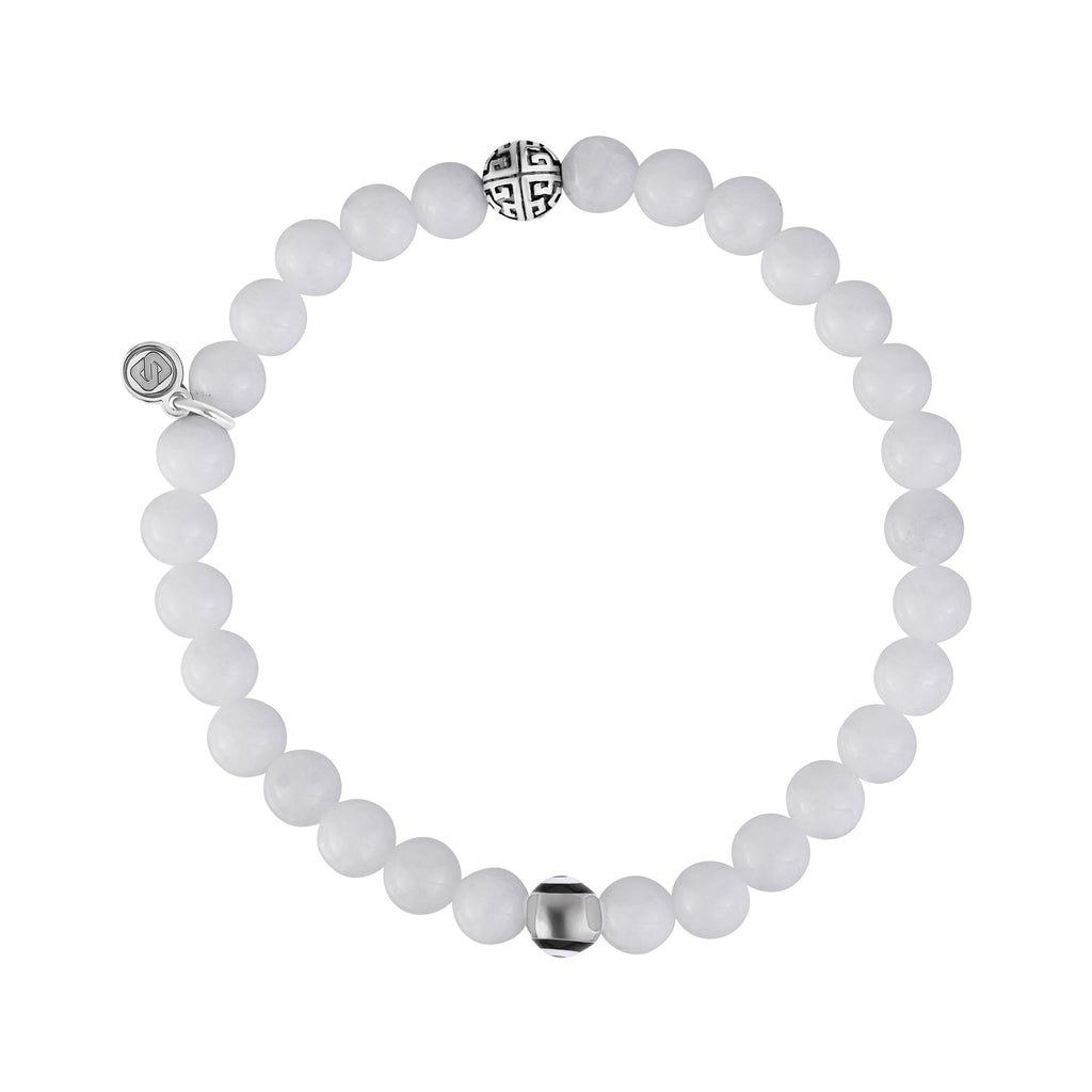 Evil Eye White Jade Protection Bead Bracelet | 6MM