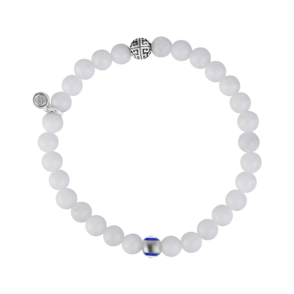 Evil Eye White Jade Protection Bead Bracelet | 6MM