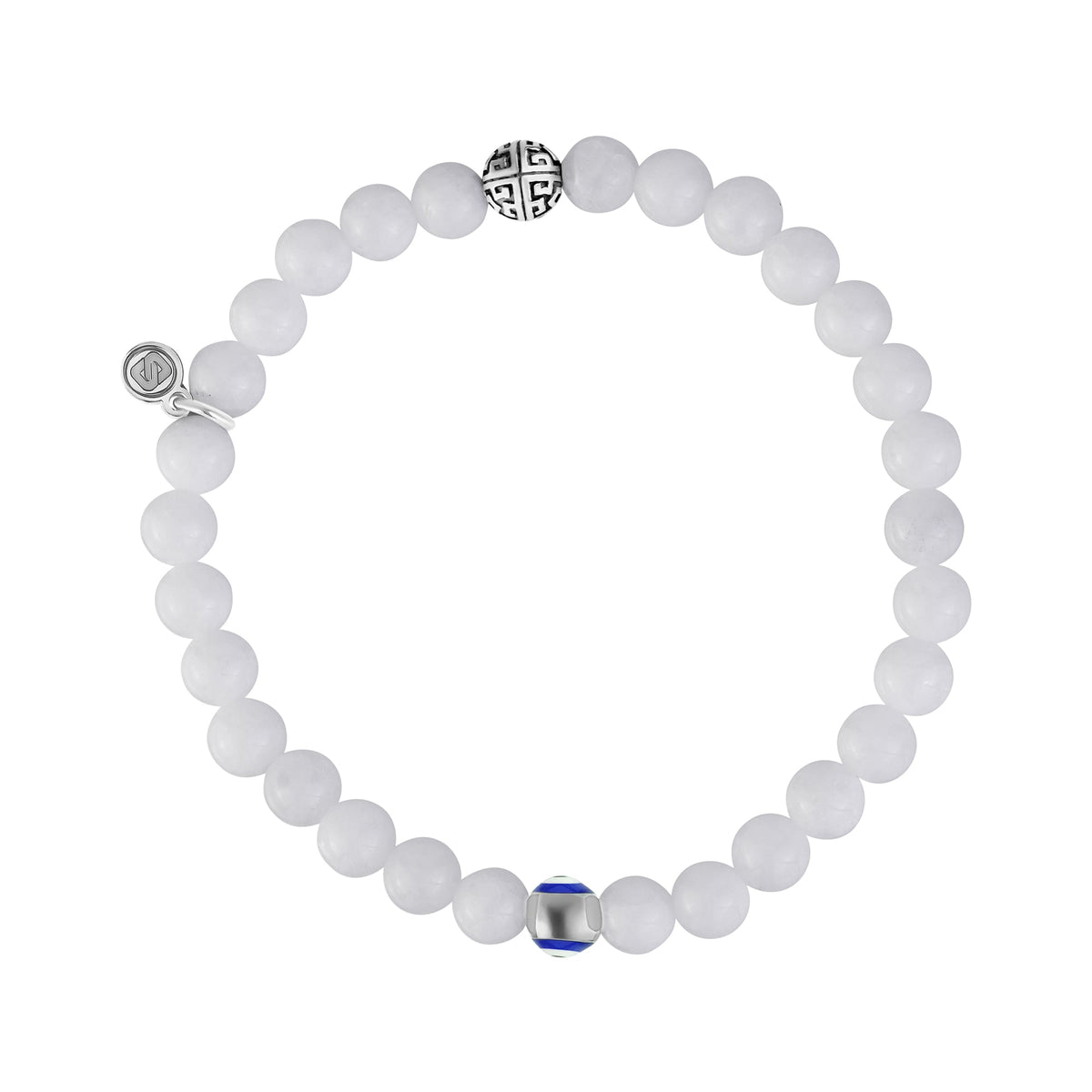 Evil Eye White Jade Protection Bead Bracelet | 6MM