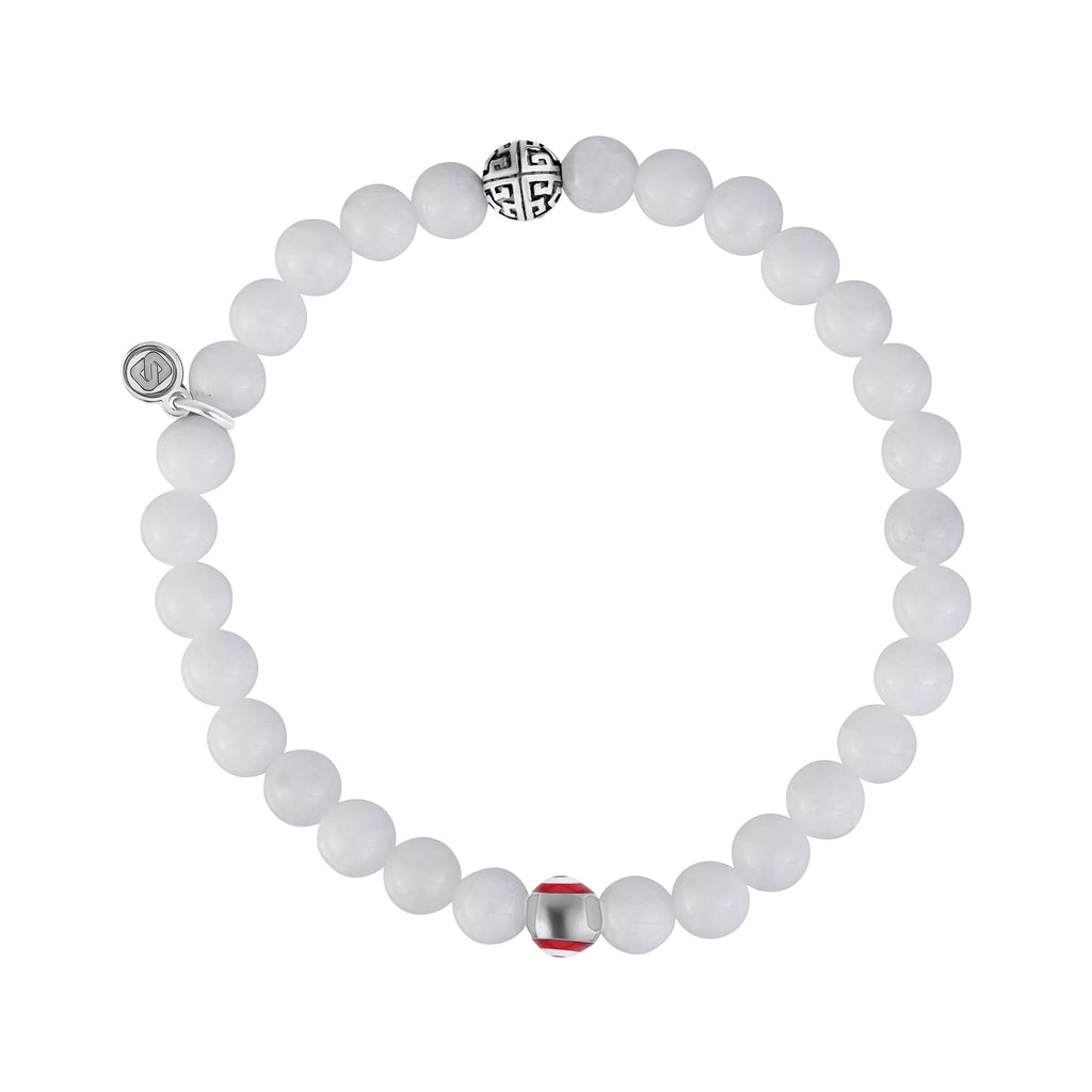 Evil Eye White Jade Protection Bead Bracelet | 6MM