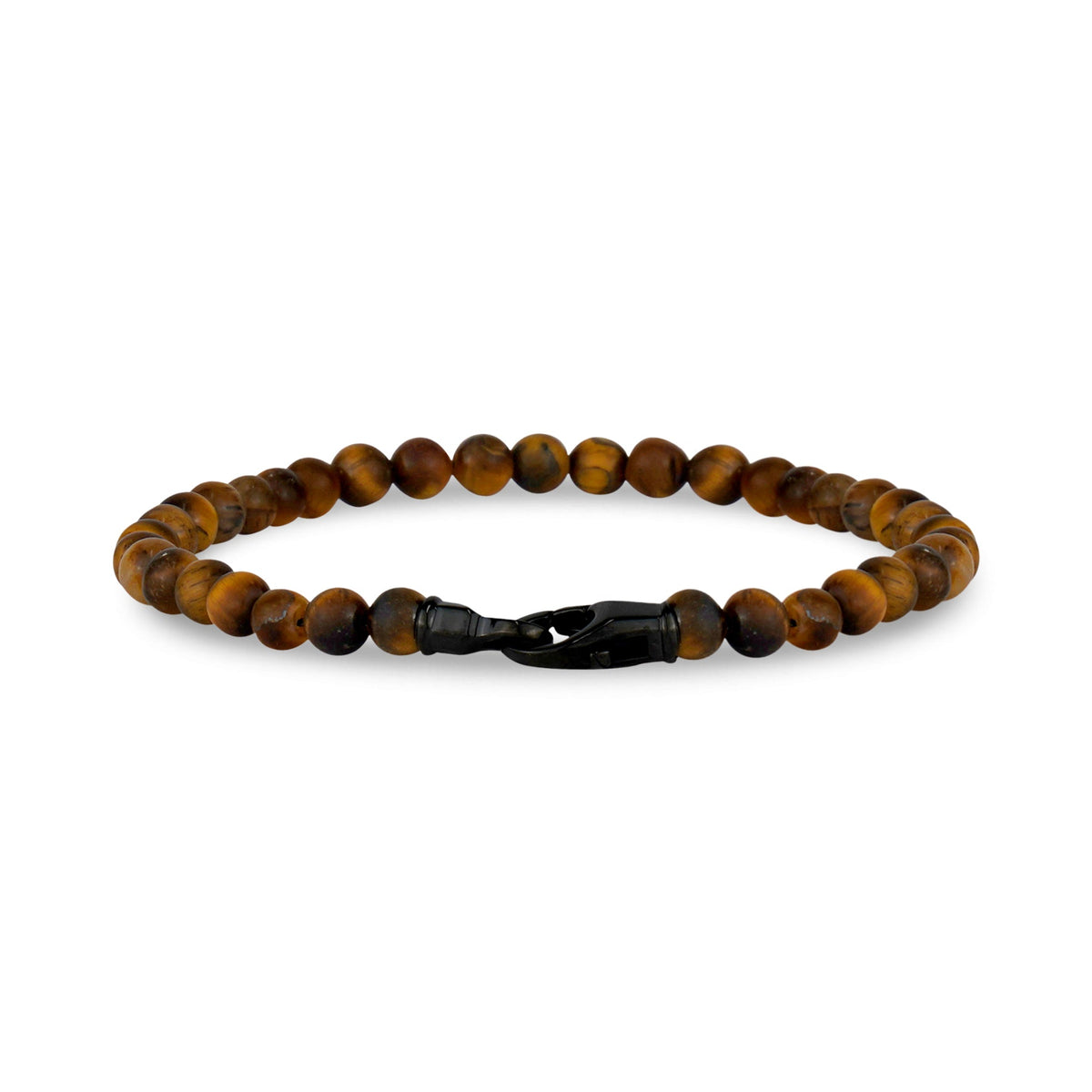 4mm Steel Clasp Matte Brown Bead Bracelet
