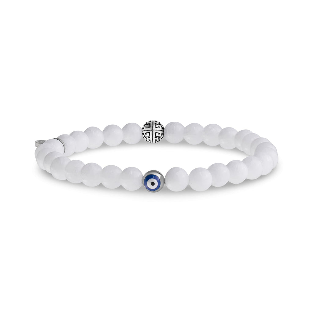 Evil Eye White Jade Protection Bead Bracelet | 6MM