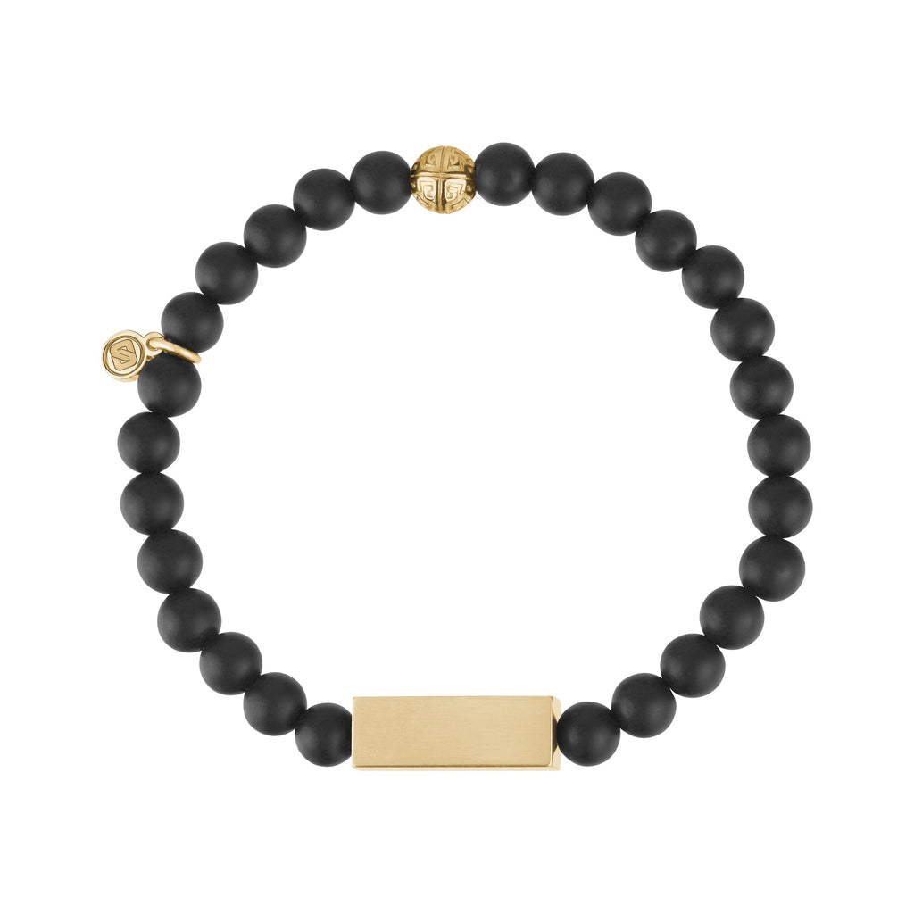 6mm Matte Black Rectangle Bead Bracelet