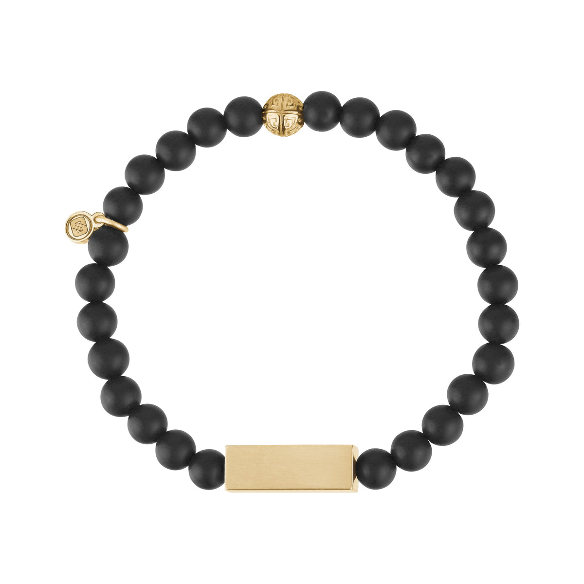 6mm Matte Black Rectangle Bead Bracelet