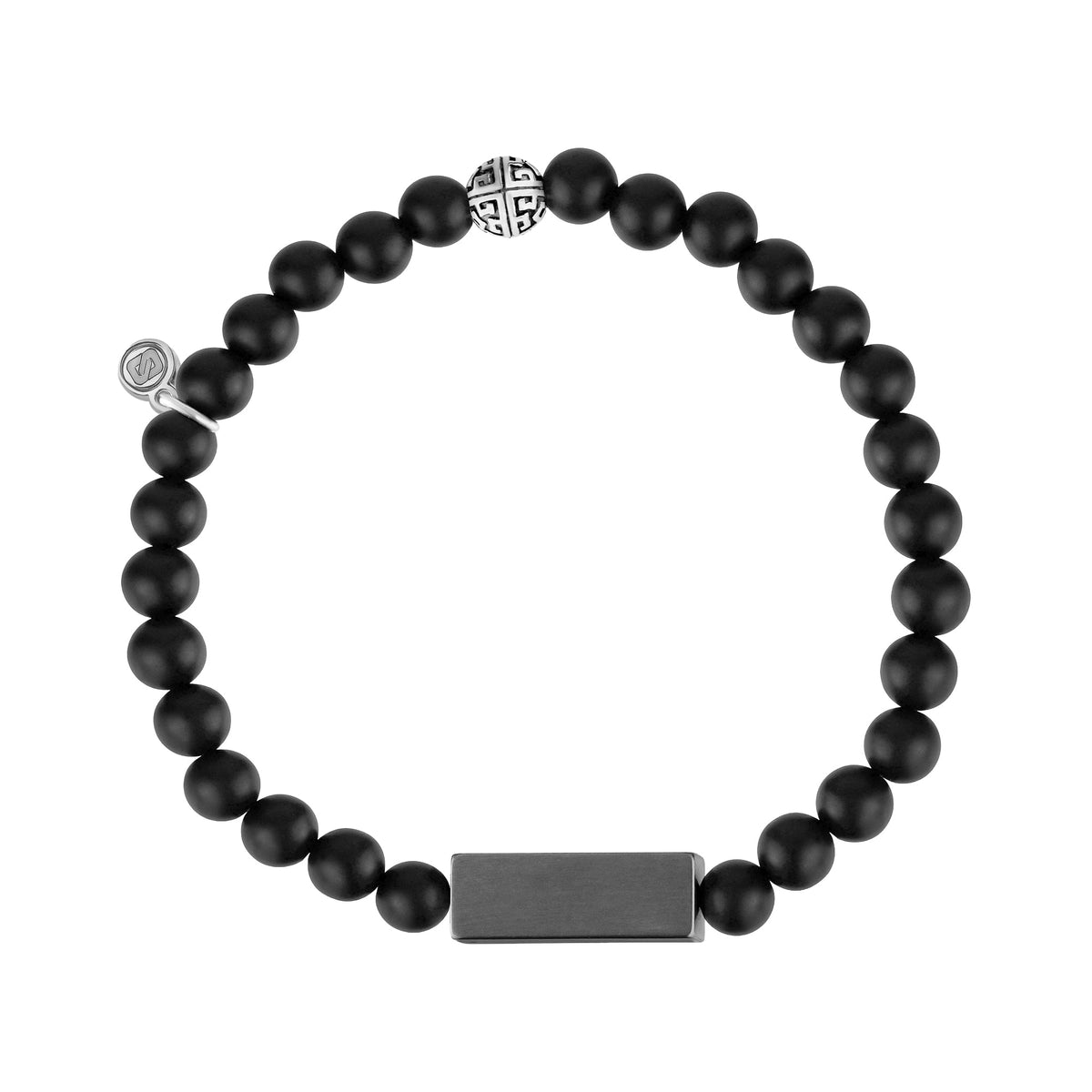 6mm Matte Black Rectangle Bead Bracelet