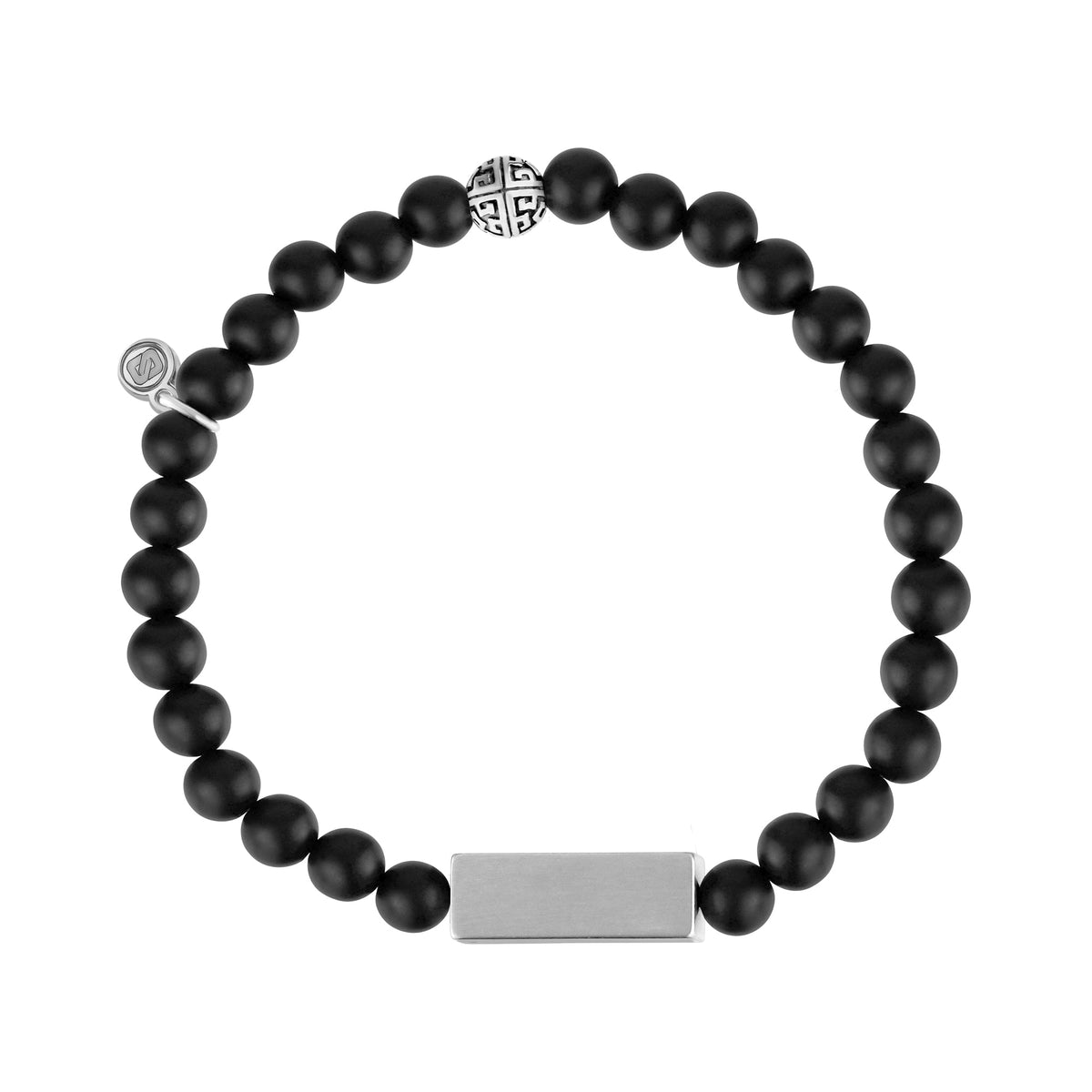 6mm Matte Black Rectangle Bead Bracelet