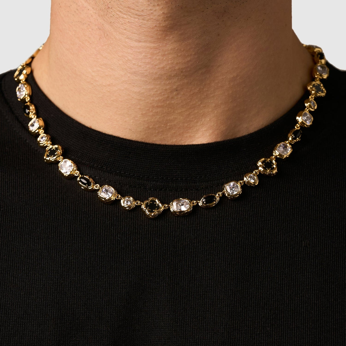 Melted Onyx Gemstone Necklace (Gold)