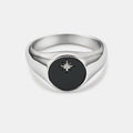 Onyx North Star Signet Ring (Silver)