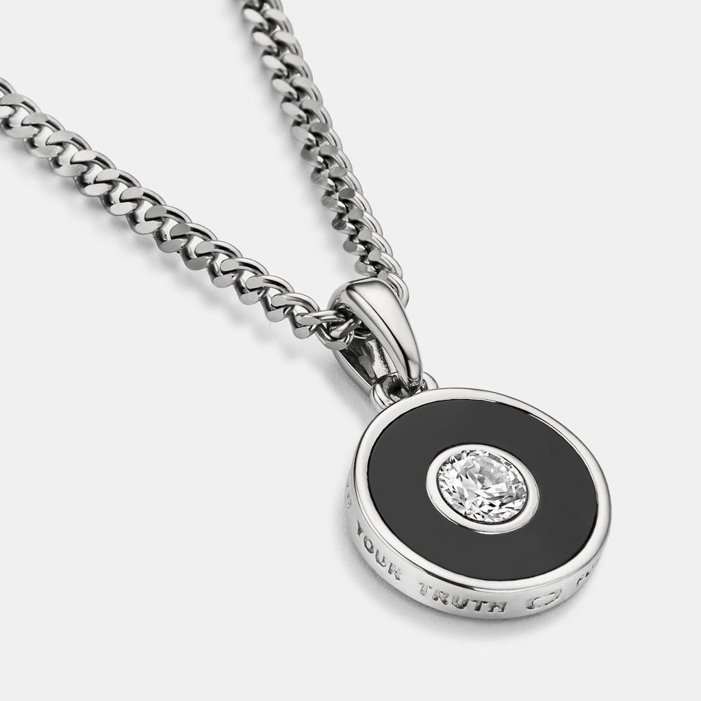Onyx Round Gem Pendant (Silver)