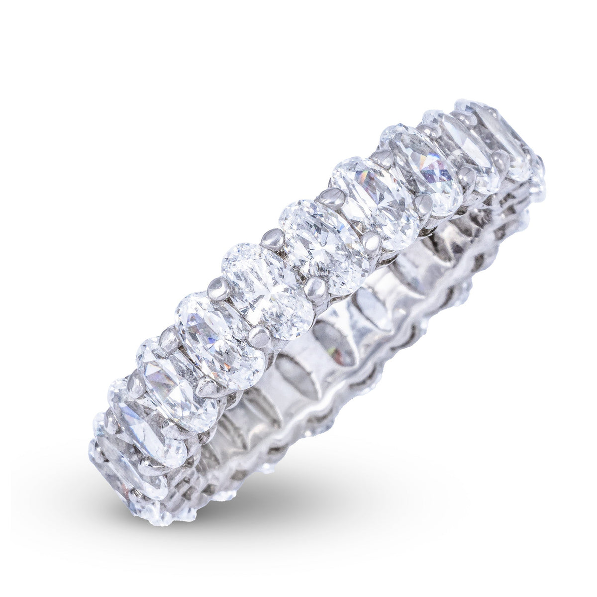 Oval Cut Eternity Lab Diamond Band Ring in Solid White Gold - 5mm