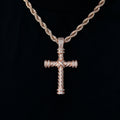Diamond Rope Cross Pendant in Rose Gold