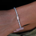 Colored Iced Rock Diamond Tennis Bracelet in White Gold